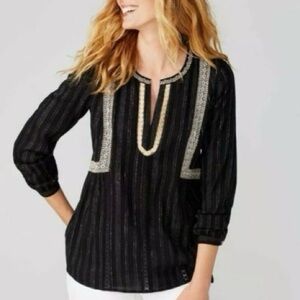 J. Jill black Blouse with Lace Accent 
Pit to pit is 25”
Length is 26.5”